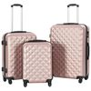 vidaXL Juego de maletas r&iacute;gidas ruedas trolley 3 pzas rosa dorado ABS