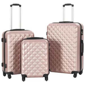 vidaXL Juego de maletas r&iacute;gidas ruedas trolley 3 pzas rosa dorado ABS