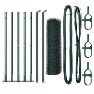 vidaXL Poste de Valla Verde 10 x 0,4 m (malla de 13 mm) Acero y PVC