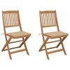 vidaXL Sillas de jard&iacute;n plegables 2 uds y cojines madera maciza acacia