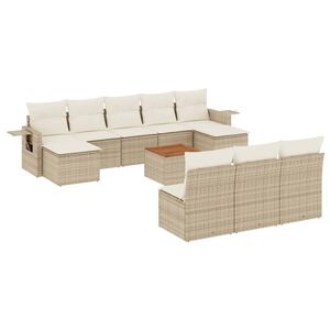 vidaXL Set de sof&aacute;s de jard&iacute;n 11pzas con cojines rat&aacute;n sint&eacute;tico beige