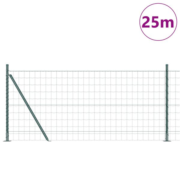 vidaXL Valla con Poste Verde 1 x 25 m Acero y PVC