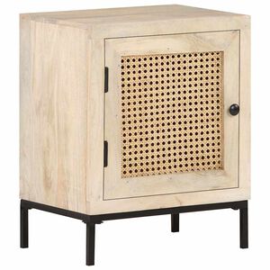 vidaXL Mesita de noche madera maciza mango y ca&ntilde;a natural 40x30x50 cm