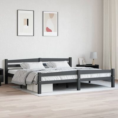vidaXL Estructura de cama madera maciza pino gris oscuro 200x200 cm