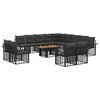 vidaXL Conjunto de sof&aacute;s de jard&iacute;n 14 uds. Negro y gris oscuro