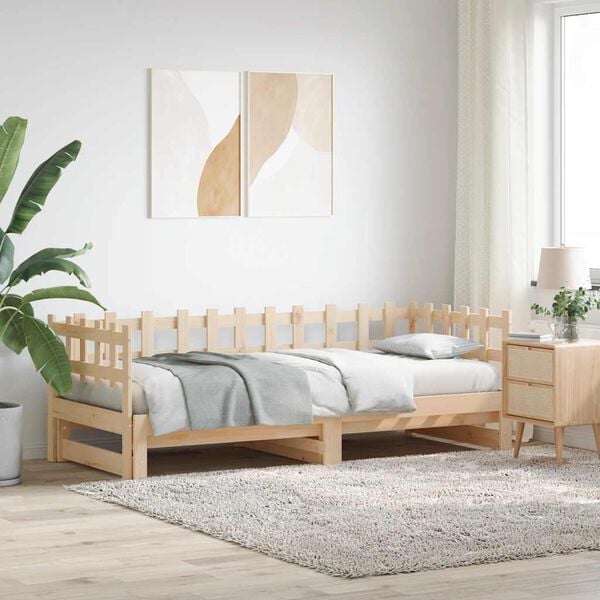 vidaXL Sof&aacute; cama extra&iacute;ble madera maciza de pino 2x(90x200) cm