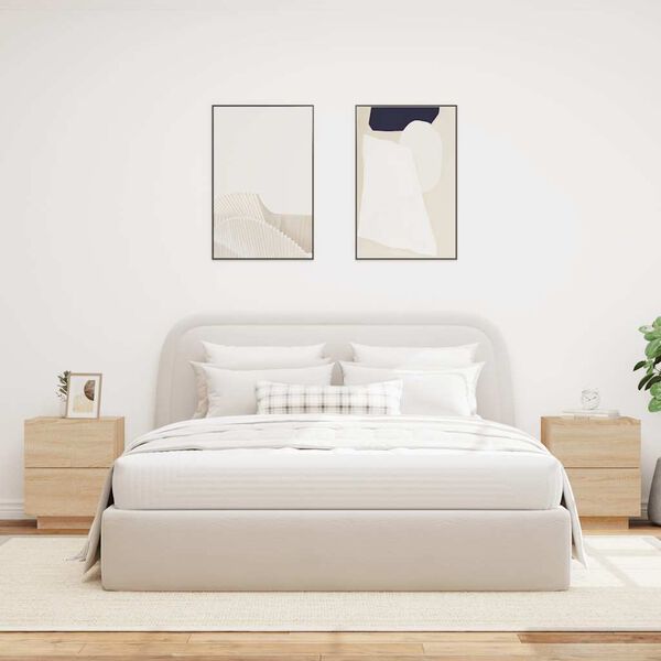 vidaXL Mesitas de noche luces LED 2 uds madera ingenier&iacute;a roble Sonoma