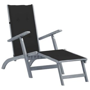 vidaXL Tumbona de jard&iacute;n con reposapi&eacute;s y coj&iacute;n madera maciza acacia