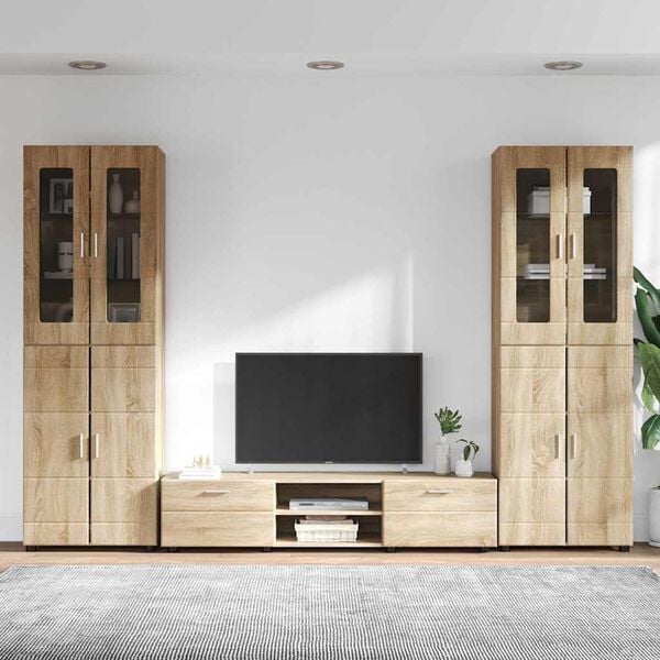 vidaXL Conjunto de mueble de TV Roble Sonoma Madera de ingenier&iacute;a