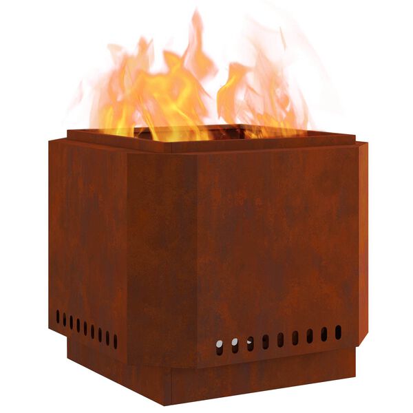 vidaXL Hoguera Sin Humo Marr&oacute;n 58 x 58 x 51 cm Acero autopatinable