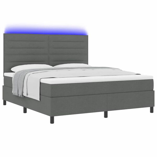 vidaXL Cama tipo Box Spring con colch&oacute;n Gris oscuro 180 x 200 cm tela