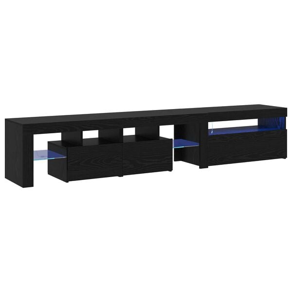 vidaXL Gabinete de TV con LED 2 pcs Roble Negro 215 x 36,5 x 40 cm