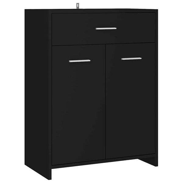 vidaXL Armario de ba&ntilde;o madera contrachapada negro 60x33x80 cm