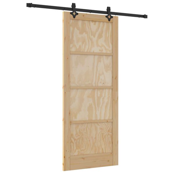 vidaXL Puerta Corredera Natural y negro 83 x 202 cm