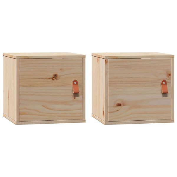 vidaXL Armarios de pared 2 uds madera maciza de pino 31,5x30x30 cm