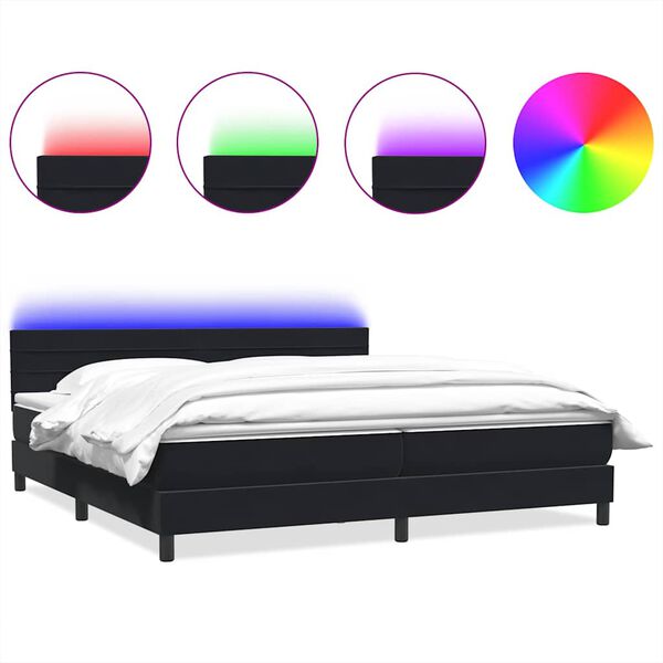 vidaXL Cama box spring con colch&oacute;n y LED terciopelo negro 180x210 cm