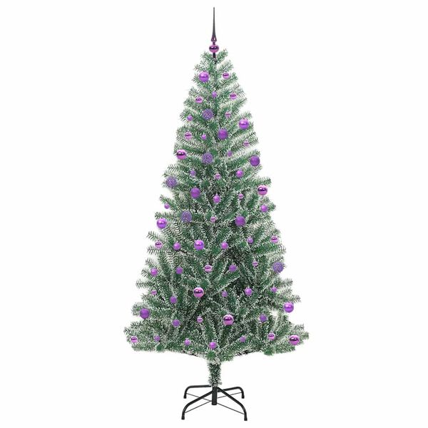vidaXL &Aacute;rbol de Navidad Artificial Nevado con Luz LED Verde y 210 cm