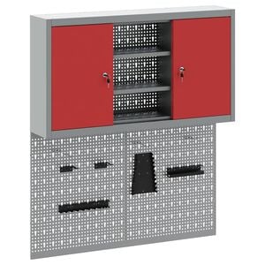vidaXL Juego de Armarios de Herramientas con estante 3 uds. Rojo