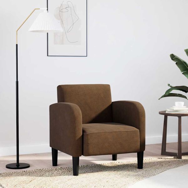 vidaXL Sill&oacute;n con reposabrazos marr&oacute;n 54 cm cuero sint&eacute;tica