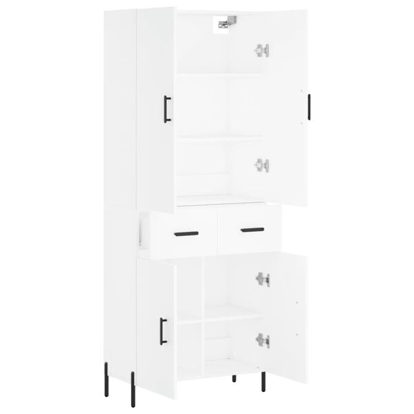 vidaXL Aparador alto madera contrachapada blanco 69,5x34x180 cm