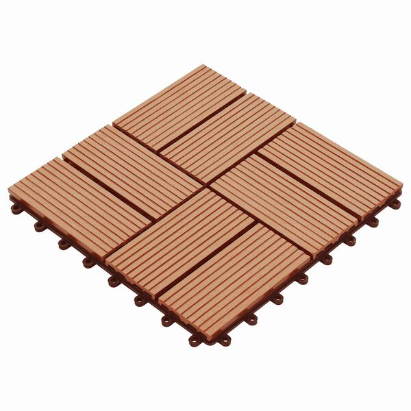 vidaXL Tile de Decking 11 pcs Teca 30 x 30 cm WPC