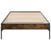 vidaXL Estructura cama madera ingenier&iacute;a metal roble humo 100x200 cm