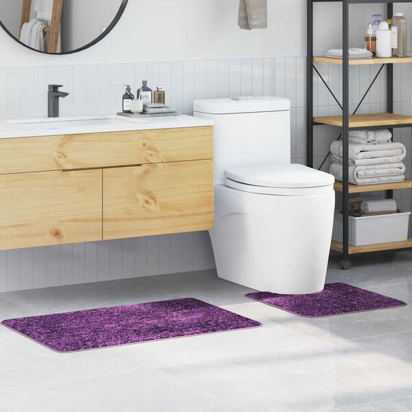 vidaXL Conjunto de alfombra de ba&ntilde;o antideslizante 2 pcs Morado PP
