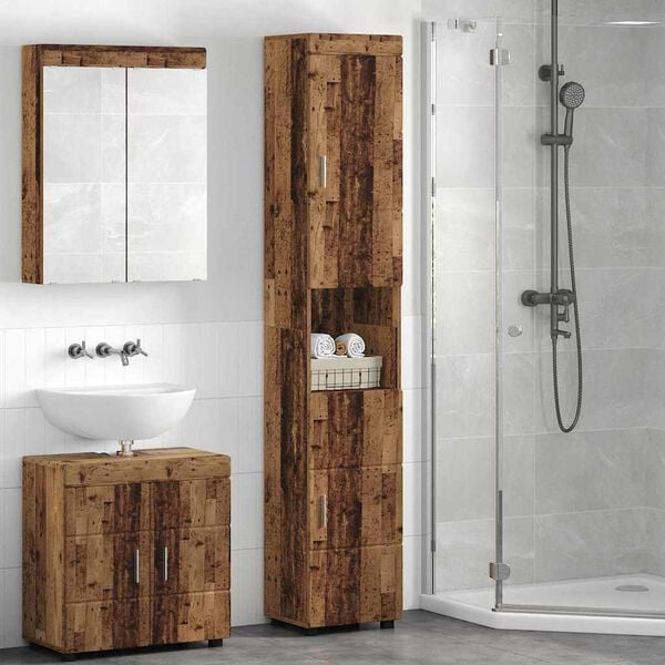 vidaXL Juego de Muebles de Baño TULUM Madera envejecida