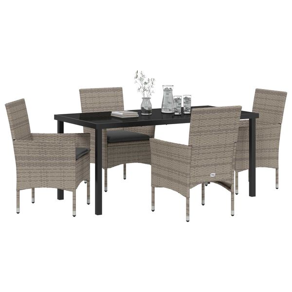 vidaXL Conjunto de Comedor de Jard&iacute;n 5 pcs Gris rat&aacute;n sint&eacute;tico