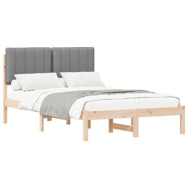 vidaXL Estructura de Cama con Cabecera Tapizada Gris Claro