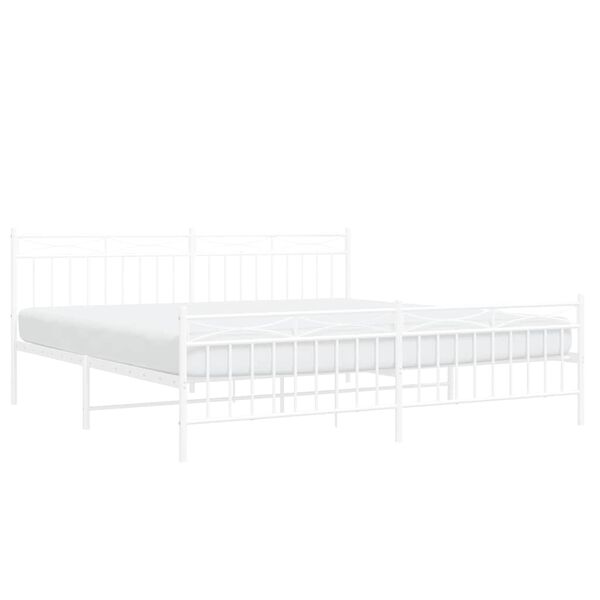 vidaXL Estructura cama sin colch&oacute;n con estribo metal blanco 193x203 cm