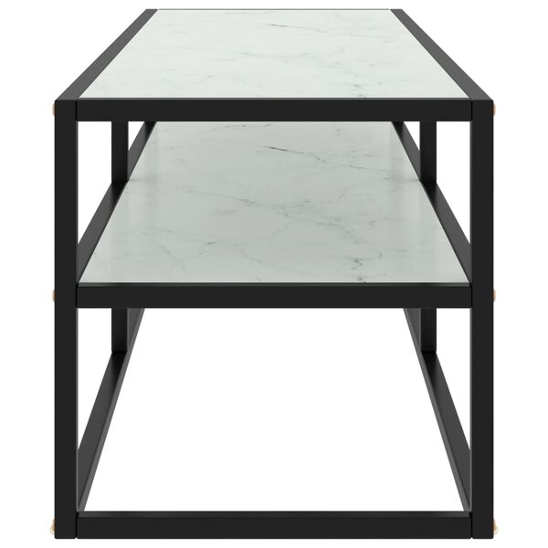 vidaXL Mueble para TV negro con vidrio de m&aacute;rmol blanco 120x40x40 cm