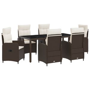 vidaXL Juego de comedor para exteriores 7 uds. Marr&oacute;n y Crema Blanca