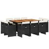 vidaXL Set de comedor jard&iacute;n 11 pzas con cojines rat&aacute;n sint&eacute;tico negro
