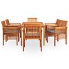 vidaXL Set comedor de jard&iacute;n 7 pzas y cojines madera maciza de acacia
