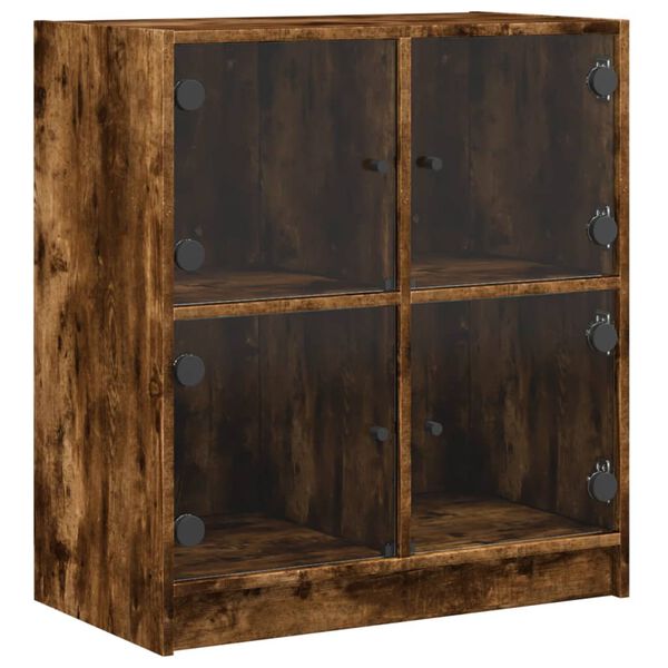 vidaXL Armario auxiliar puertas de vidrio roble ahumado 68x37x75,5 cm