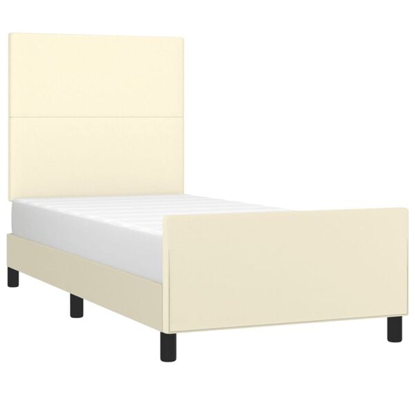 vidaXL Estructura de cama sin colch&oacute;n cuero sint&eacute;tico crema 80x200 cm