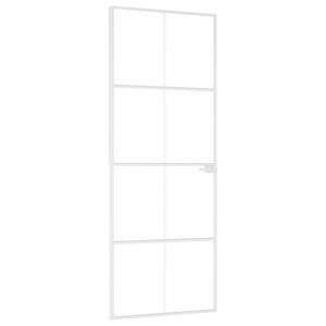 vidaXL Puerta de interior vidrio templado y aluminio blanco 76x201,5cm