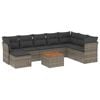 vidaXL Set de muebles de jard&iacute;n 9 pzas y cojines rat&aacute;n sint&eacute;tico gris