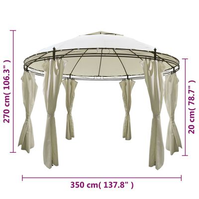 vidaXL Cenador con cortinas redondo 3,5x2,7 m