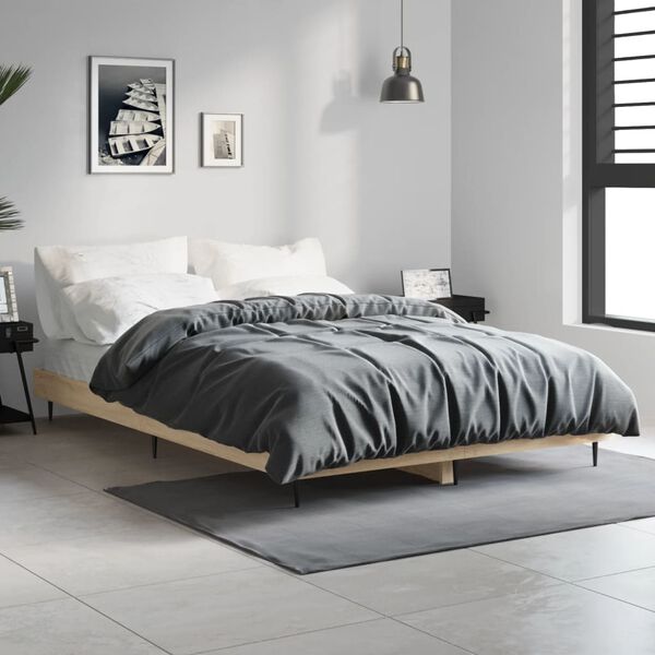 vidaXL Estructura de cama sin colch&oacute;n madera roble Sonoma 120x190 cm