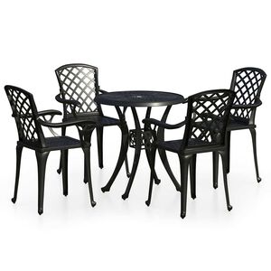 vidaXL Mesa y sillas de bistr&oacute; 5 piezas aluminio fundido negro
