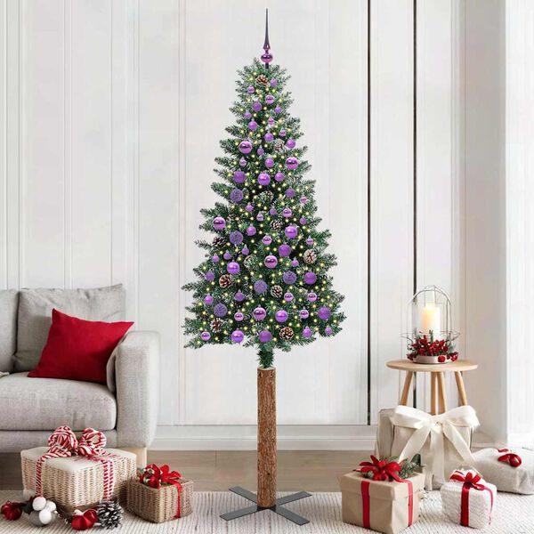 vidaXL &Aacute;rbol de Navidad Delgado con 300 LED con soporte Verde 210 cm