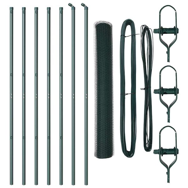 vidaXL Poste de Valla Verde 10 x 1,4 m (malla de 25 mm) Acero y PVC