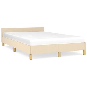vidaXL Estructura de cama sin colch&oacute;n tela crema 120x190 cm