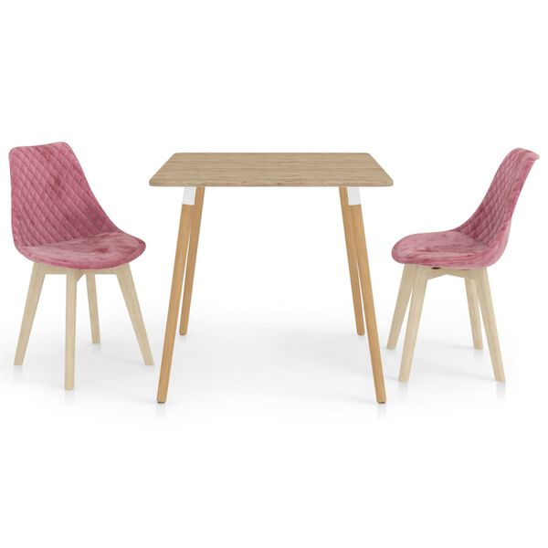 vidaXL Juego de comedor 3 piezas rosa