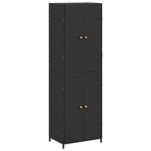 vidaXL Armario de almacenaje de jard&iacute;n rat&aacute;n PE negro 59x40x180 cm
