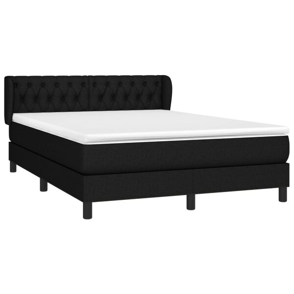 vidaXL Cama box spring con colch&oacute;n tela negro 140x190 cm