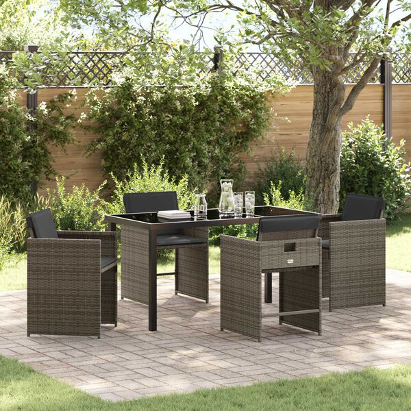 vidaXL Conjunto de Comedor de Jardín 5 pcs Gris ratán sintético
