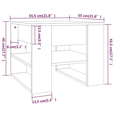 vidaXL Mesa de centro madera contrachapada blanco brillo 55,5x55x45 cm